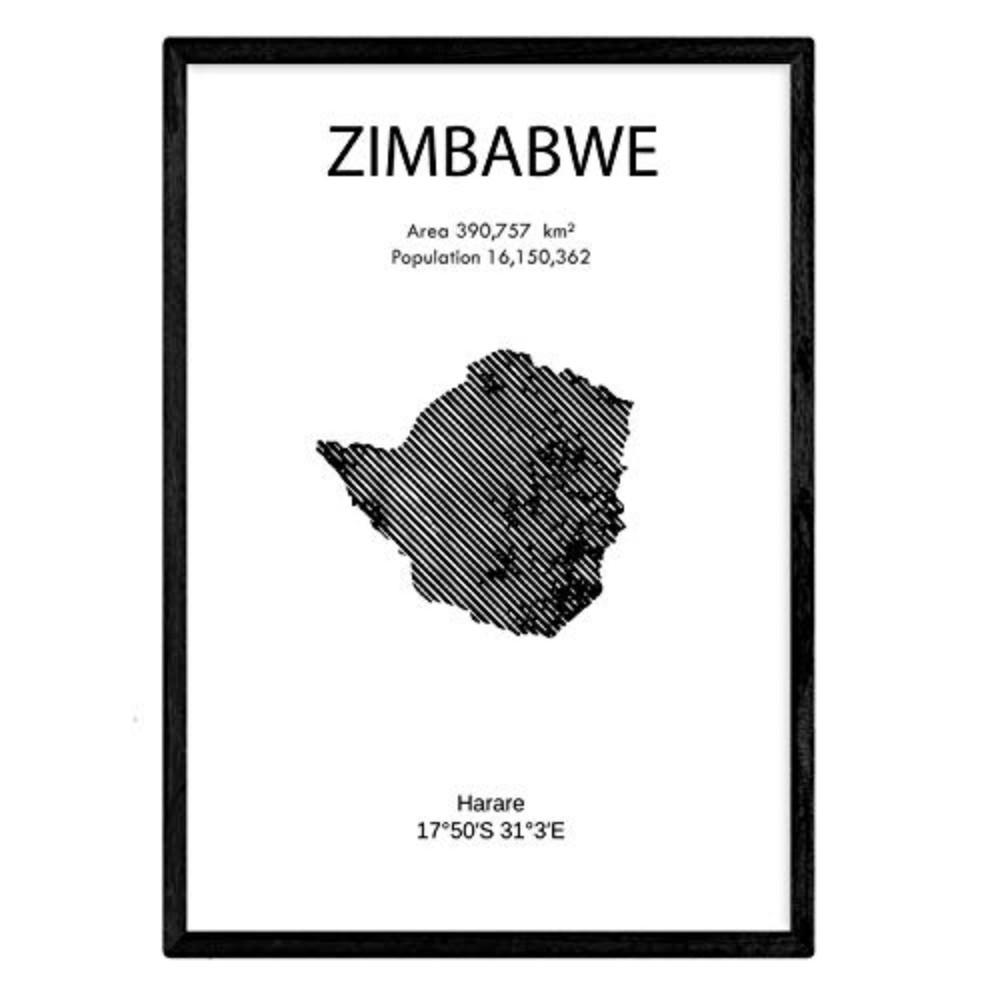 POSTER Länder & Kontinente Simbabwe A3 Rahmenlos - Klar, Papier (29.7/5/42cm) - Nacnic