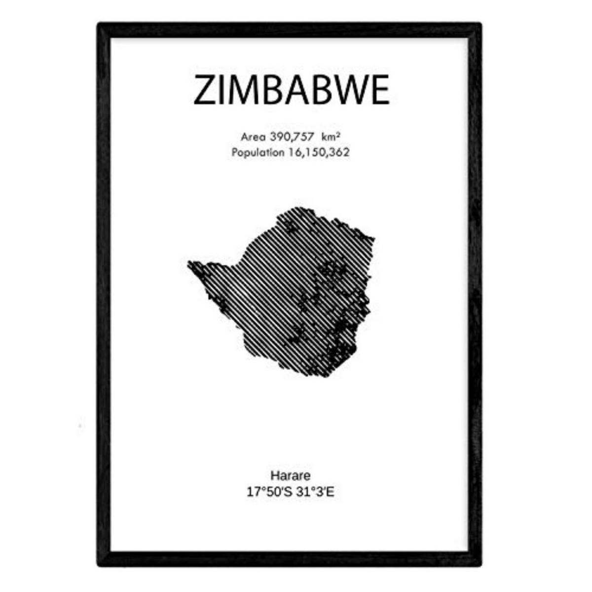 POSTER Länder & Kontinente Simbabwe A3 Rahmenlos - Klar, Papier (29.7/5/42cm) - Nacnic