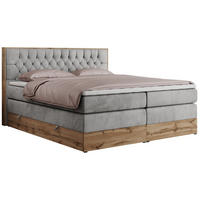 BOXSPRINGBETT AMORE KING 180/200 Hellgrau Velvet - H4 - Hellgrau, Holz/Textil (180/200cm) - MKS