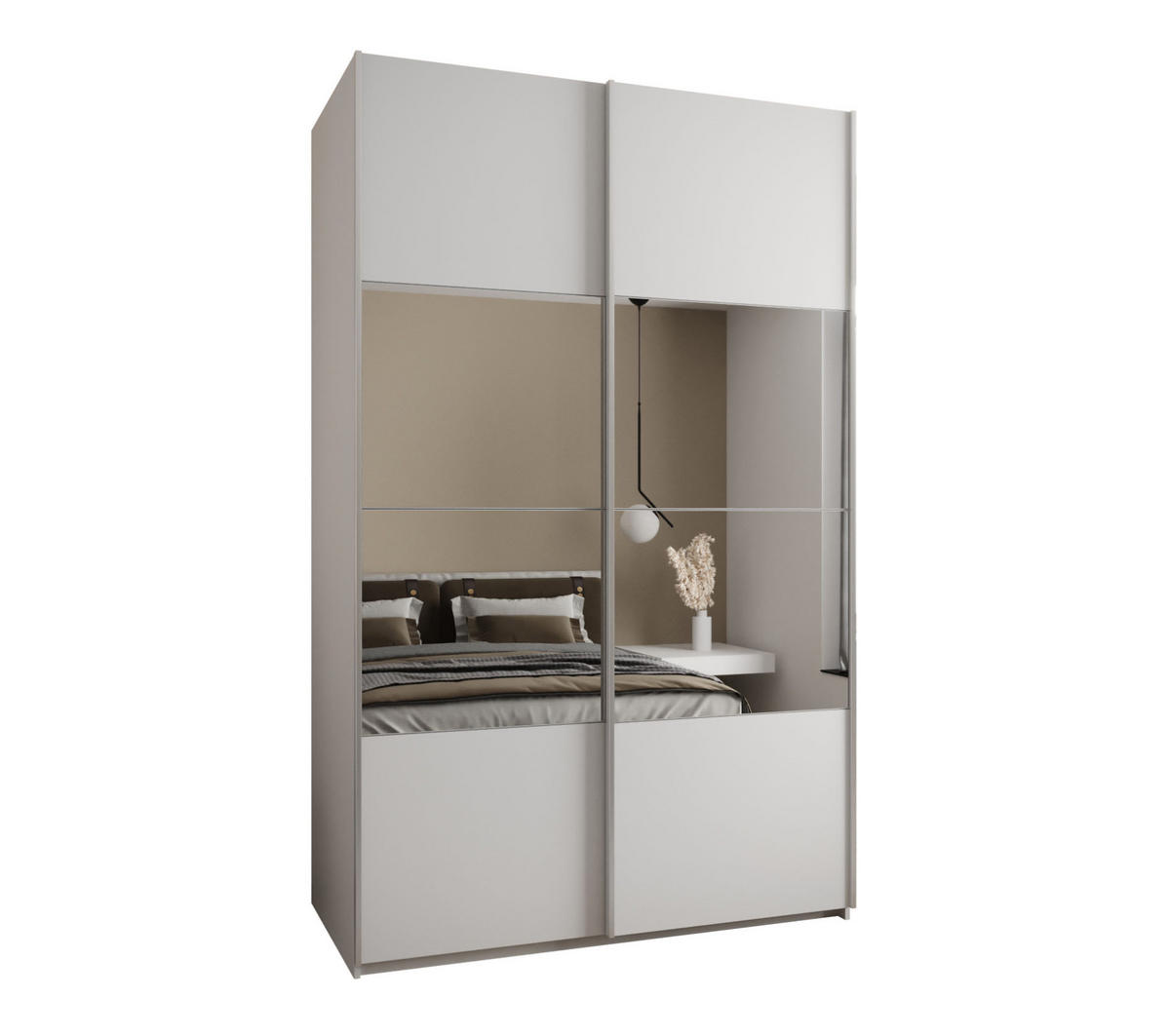 SCHWEBETÜRENSCHRANK 245,5/160/64 2-türig - Silberfarben/Weiß, Holz/Metall (160/245/64cm) - Abiks Möbel