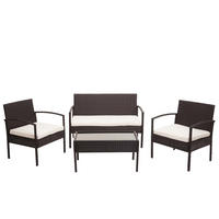 LOUNGE-SET Garten Braun Kissen Creme - Braun, Metall - PROREGAL