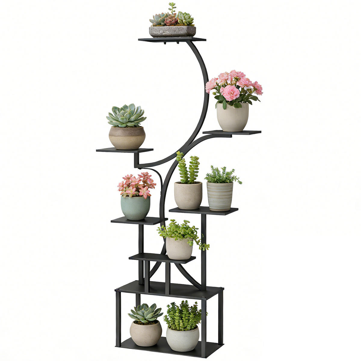 BLUMENTREPPE DE-12317 8-stufig, S-Form, 74/26/158,5 cm Schwarz - Schwarz, Metall (26/158.5/74cm) - ComfortXL