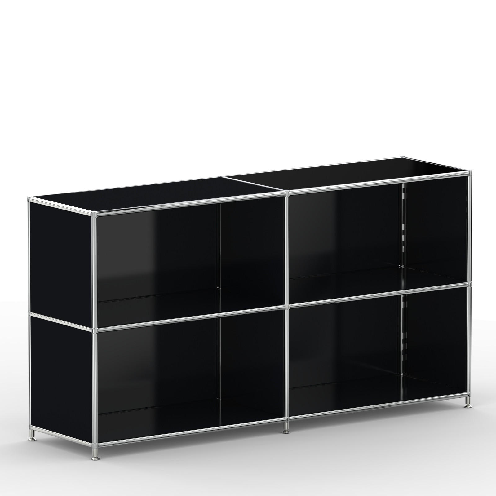 AKTENSCHRANK Büro, 4 offene Fächer, Breite 152 cm, Graphitschwarz - Chromfarben/Schwarz, Metall (40/80.5/152.2cm) - Versee