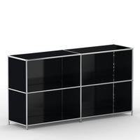 AKTENSCHRANK Büro, 4 offene Fächer, Breite 152 cm, Graphitschwarz - Chromfarben/Schwarz, Metall (40/80.5/152.2cm) - Versee