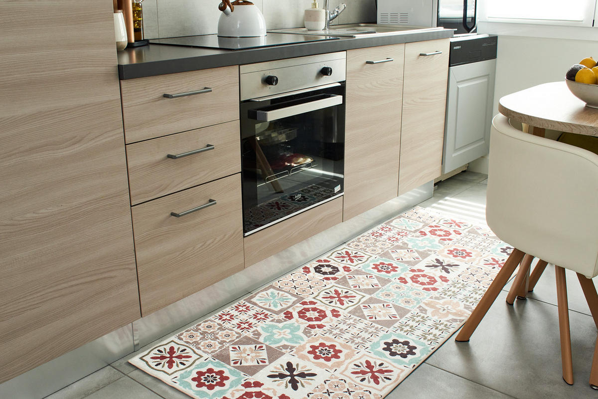 KÜCHENTEPPICH mit mehrfarbigem Zementfliesenmuster Azulejo 70x180 cm - Multicolor, Textil (70/180cm) - Nazar Rugs