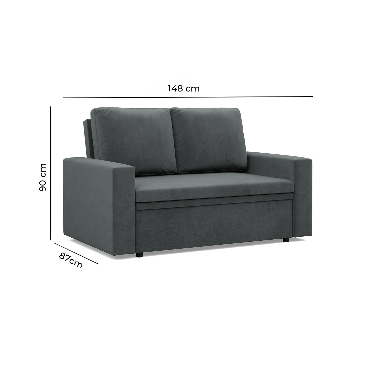 SOFA 2-SITZER MIT SCHLAFFUNKTION NEO, Cord - Grau - Hellgrau, Textil (148/90/87cm)