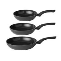 BRATPFANNEN-SET BratPFANNENSET Stonehenge 3-teilig - ø 20, 24 und 28 cm - keramische Antihaftbeschichtung - Schwarz, Metall - Sola