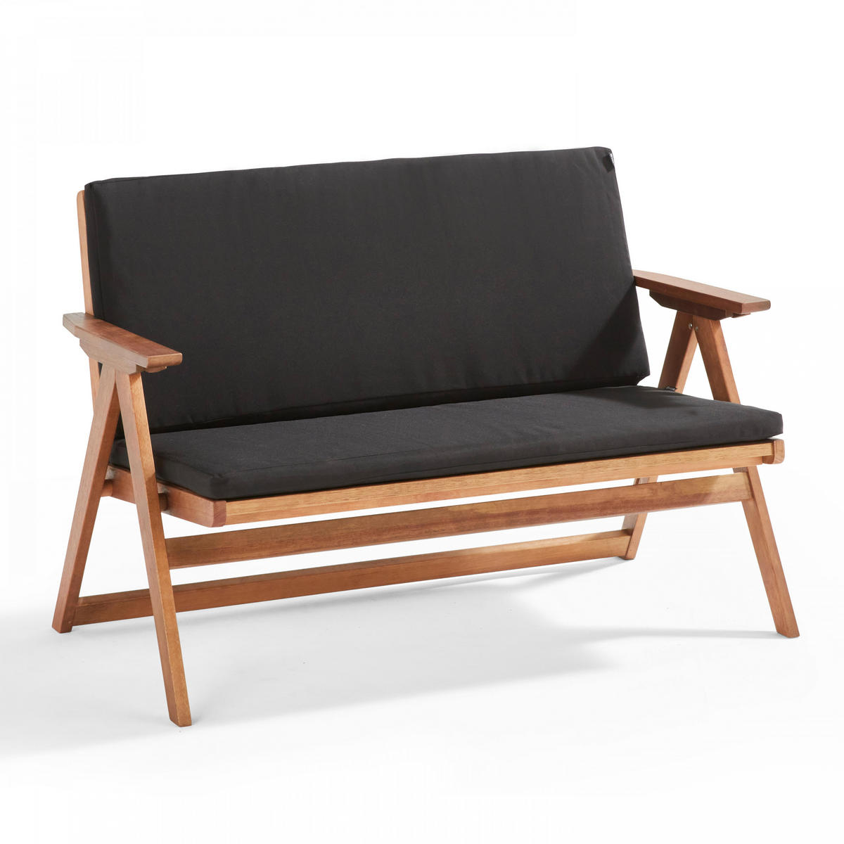 GARTENSET 4-Sitzer, Schwarz - Schwarz, Holz (67/79/117cm) - Oviala