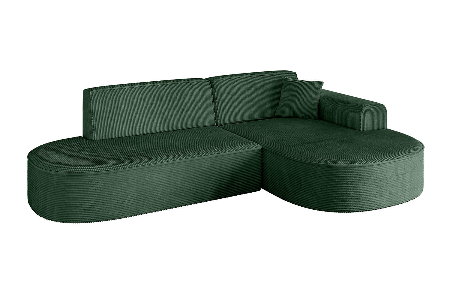 ECKSOFA Ottomane Rechts MARI-L1 - 232x163x73,5 cm Grün Cord - Schwarz/Grün, Holzwerkstoff/Kunststoff (234/163cm) - ALTDECOR