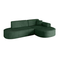 ECKSOFA Ottomane Rechts MARI-L1 - 232x163x73,5 cm Grün Cord - Schwarz/Grün, Holzwerkstoff/Kunststoff (234/163cm) - ALTDECOR