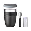 LUNCHPOT MIT SNACK-DECKEL UND KLAPPLÖFFEL Ellipse Nordic Black 500 (+ 200 ml) - Schwarz, Kunststoff (10.7/16.9/10.7cm) - Mepal