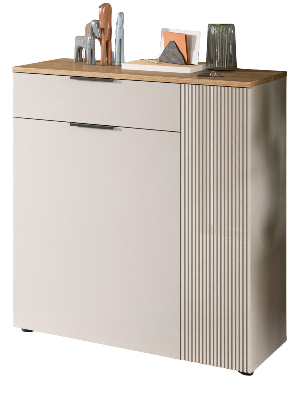 SCHUHSCHRANK Kaschmir Sand, Evoke Eiche, Flur Kommode 80 x 88 cm Skid - Kaschmir/Eichefarben, Holzwerkstoff/Kunststoff (80/88/36cm) - Inn.Furn