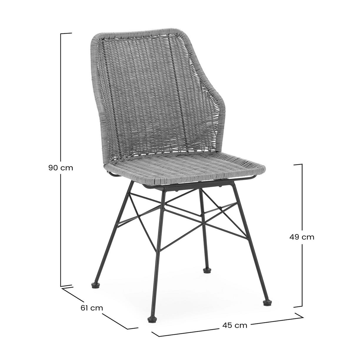 STUHL-SET 2 Paola, Ratan/Schwarz - Schwarz, Kunststoff/Metall (45/90/61cm) - VS Venta-stock