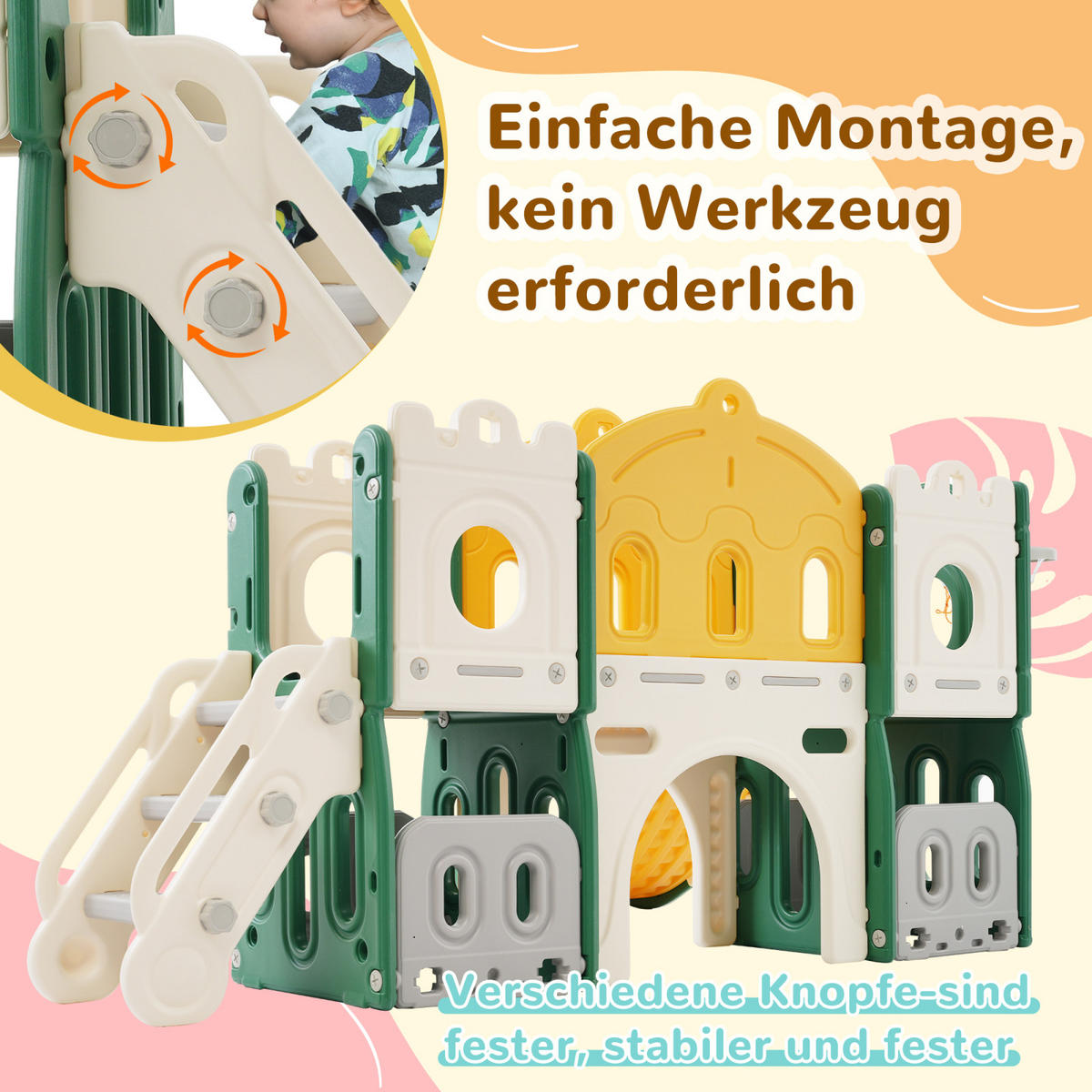 KINDERRUTSCHE 6 in 1, Grün - Grün, Kunststoff (190/151cm)