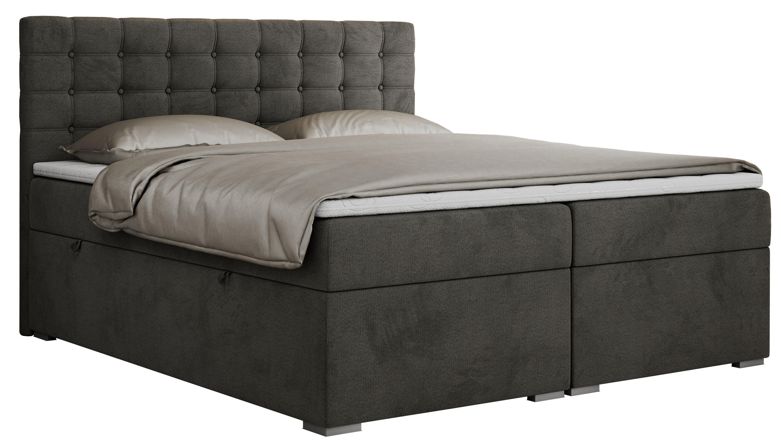 BOXBETT SUSAN 160/200 Dunkelgrau Velvet - H3 - Dunkelgrau, Holz/Textil (160/200cm) - MKS