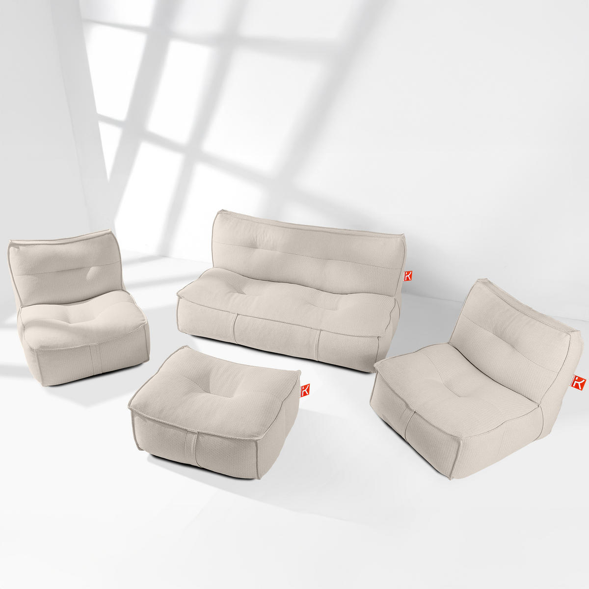 GARTENLOUNGE-SET LOVIA, Möbel-Set, Dunkelbeige/Weiß - Beige, Textil - KONSIMO®