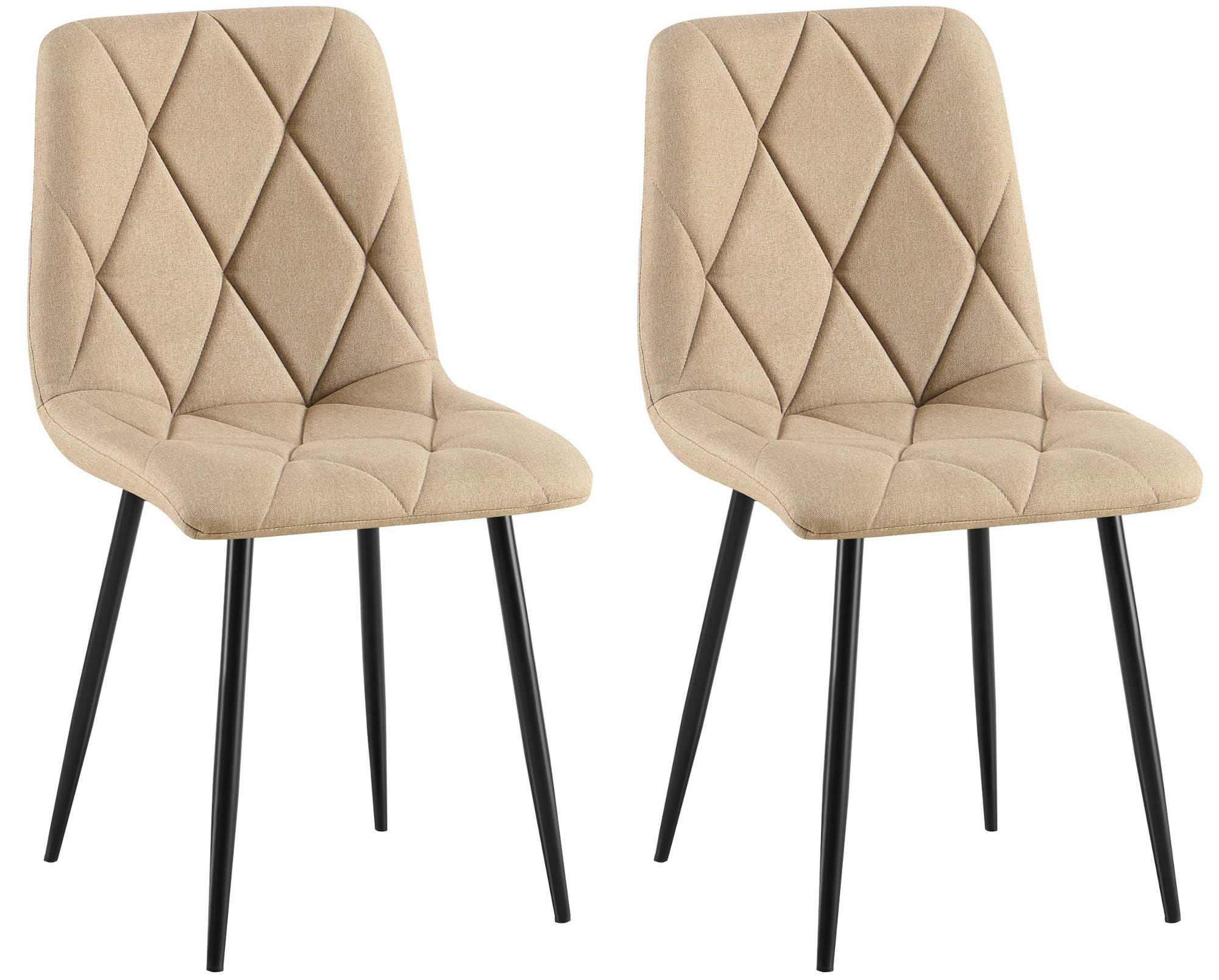 STUHL 2er Set Stoff Taupe - Taupe/Schwarz, Textil/Metall (45/85/55cm) - CLP