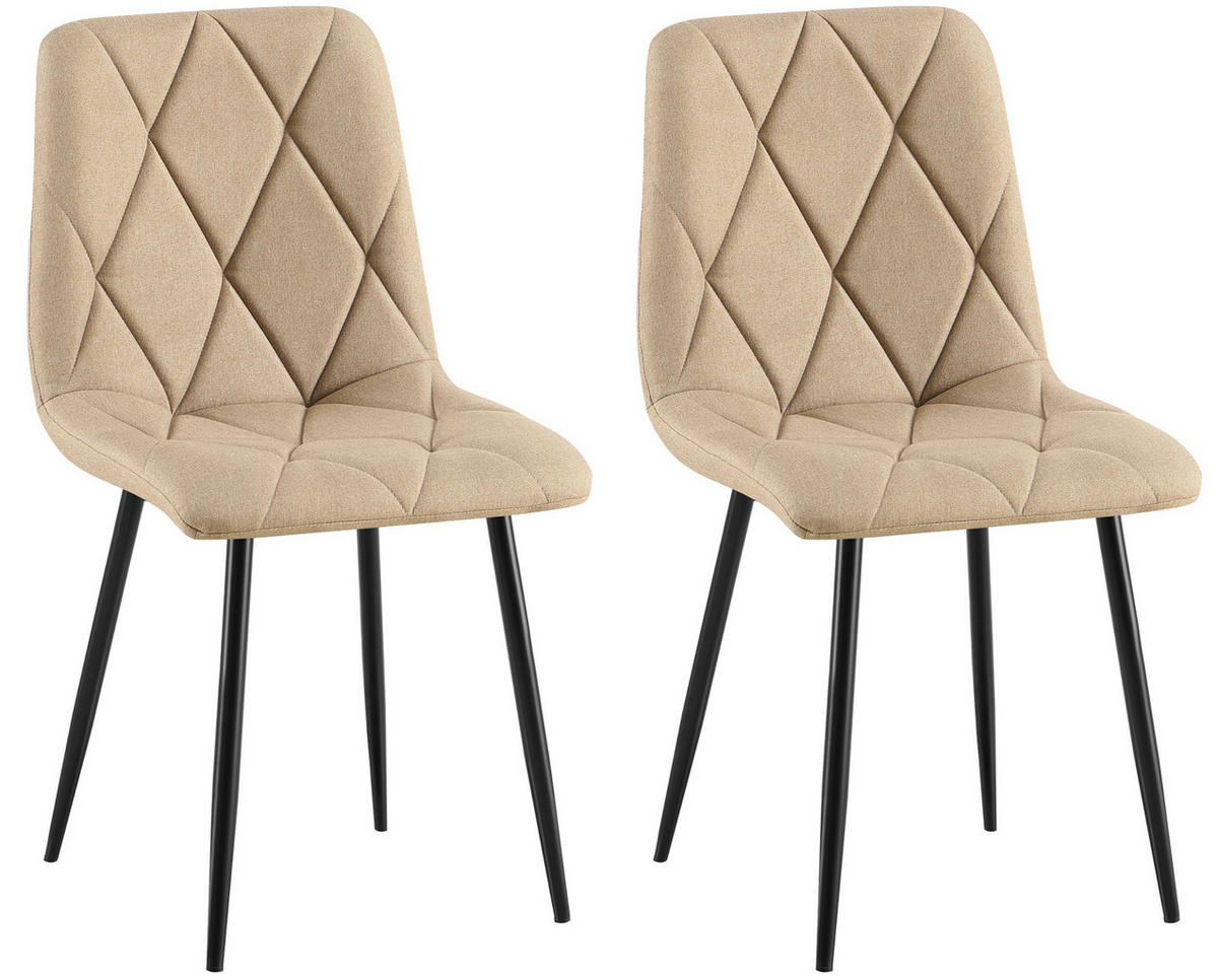 STUHL 2er Set Stoff Taupe - Taupe/Schwarz, Textil/Metall (45/85/55cm) - CLP