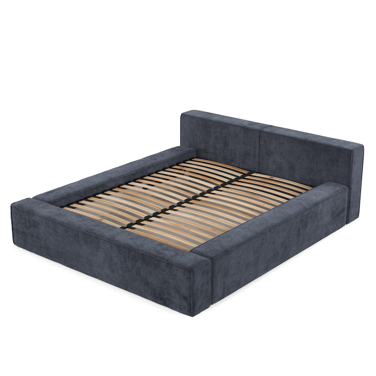 POLSTERBETT Casto mit Stauraum 160/200 cm Dunkelblau im Terra NW Stoff - Blau/Schwarz, Holz/Holzwerkstoff (160/200cm) - AltaBeds