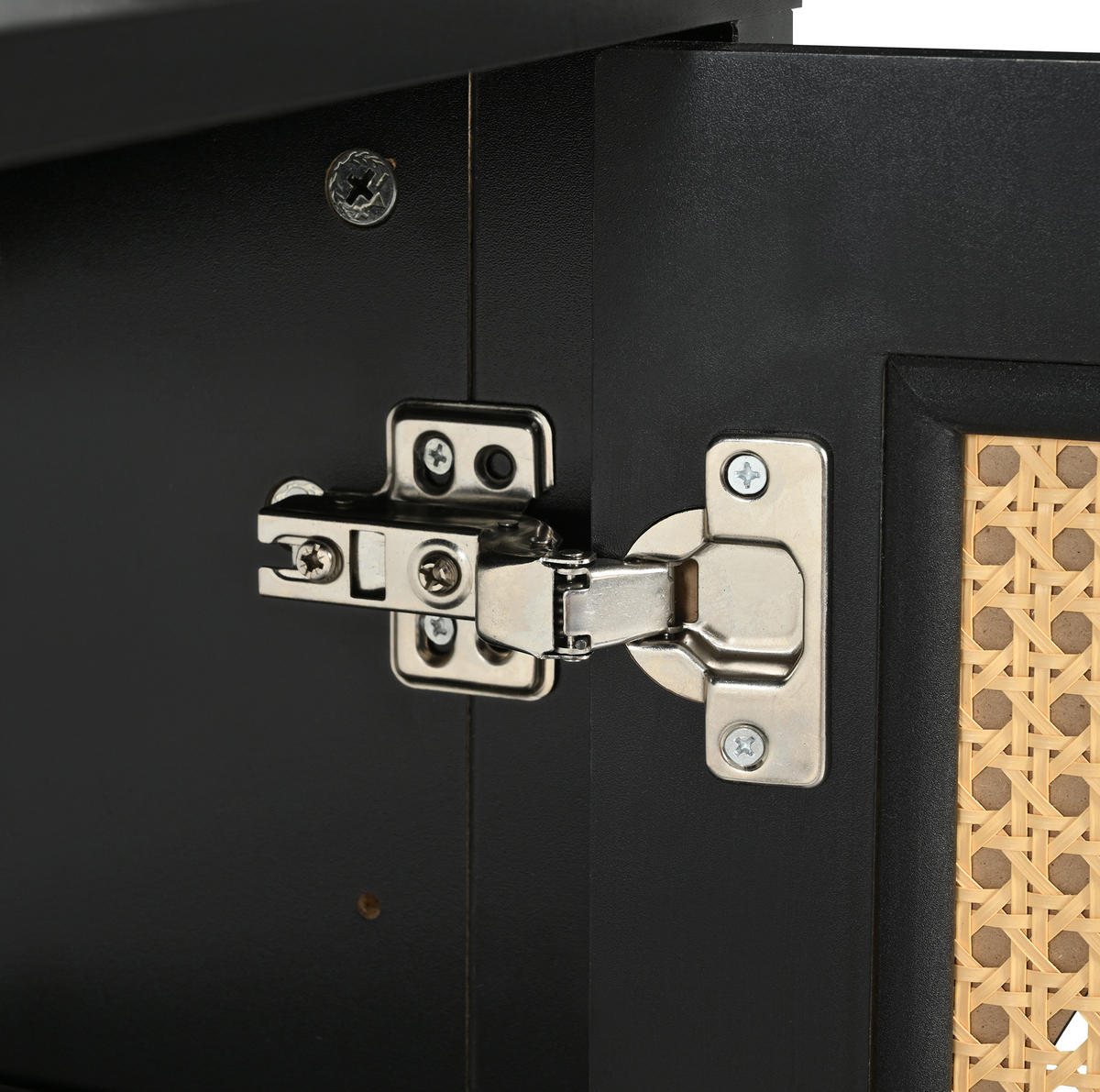 SIDEBOARD 4-türig Kunst-Rattan Schwarz - Schwarz, Holzwerkstoff (145/40/80cm) - Meubliv