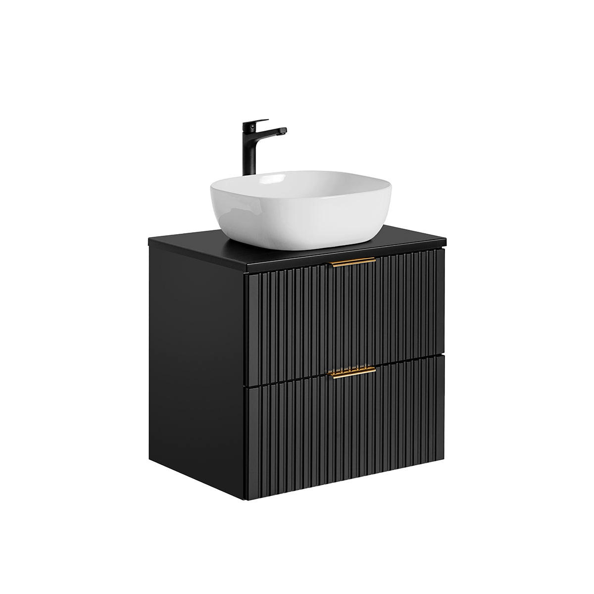 BADMÖBEL 60.6cm Adriel 2er-Set Mattschwarz - Schwarz, Holzwerkstoff (60.6/59/46cm) - Petits-meubles
