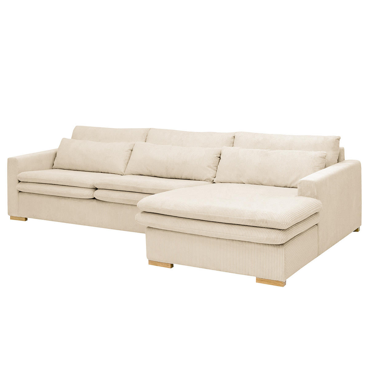 ECKSOFA mit Longchair - Creme, Textil (299/164cm) - home24
