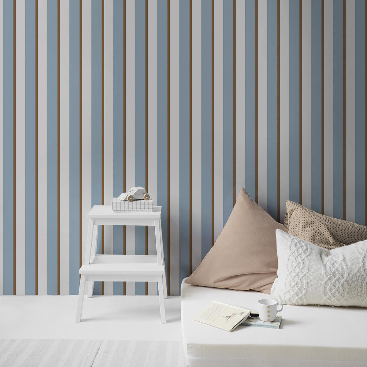VLIESTAPETE - Streifen blau-braun - Blau, Papier/Kunststoff (53/1000cm) - Superfresco Easy