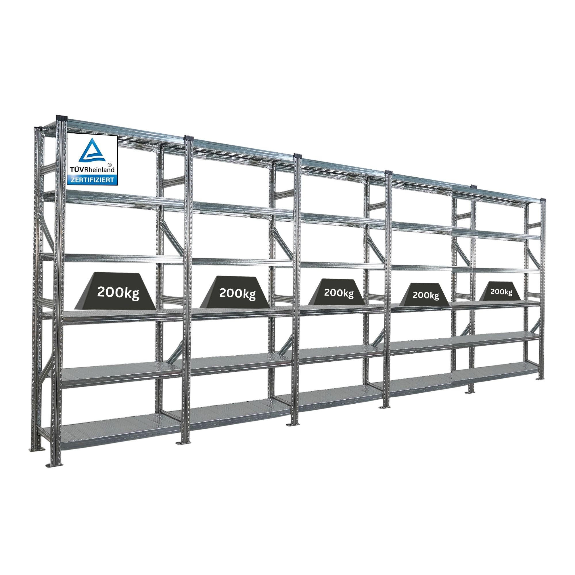 Proregal Fachbodenregal Silber 450x210x32 cm