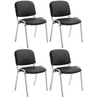 BESUCHERSTUHL 4er Set Lederlook schwarz - Schwarz, Textil/Metall (54/79/48cm) - CLP
