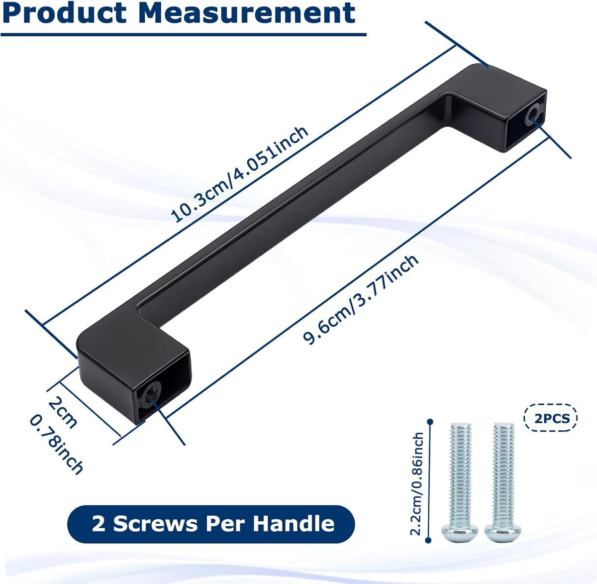 MÖBELGRIFF Schwarz 10er-Set - Schwarz, Metall (1.2/2.2/10.3cm)