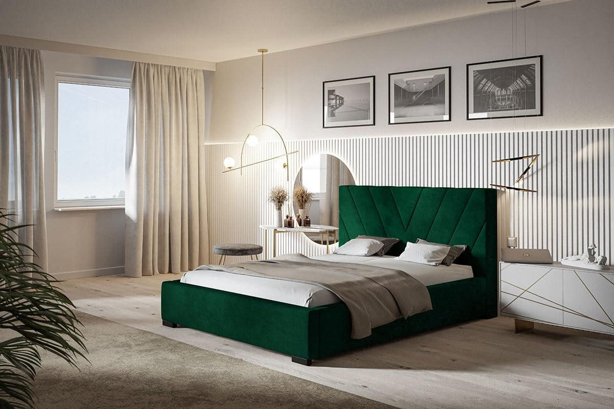 POLSTERBETT Palermo mit Kopfteil, 120x200 cm, Doppelbett mit Bettkasten und Lattenrost aus Holz, Velourstoff Grün - Grün, Holz/Textil (120/200cm) - Alpi-Möbel