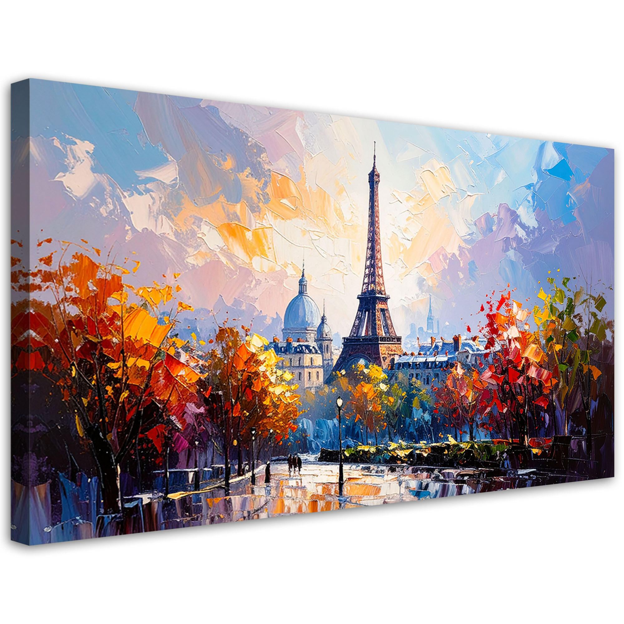 LEINWANDBILD Paris Eiffelturm wie gemalt 100x50cm - Multicolor, Textil (100/50cm) - Feeby
