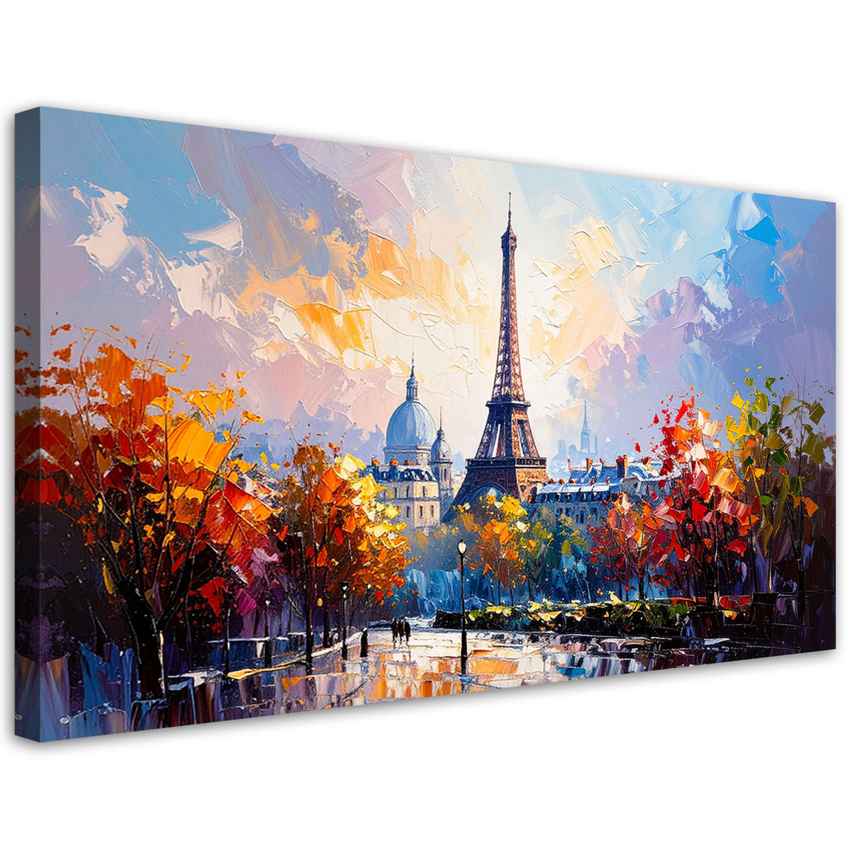 LEINWANDBILD Paris Eiffelturm wie gemalt 100x50cm - Multicolor, Textil (100/50cm) - Feeby