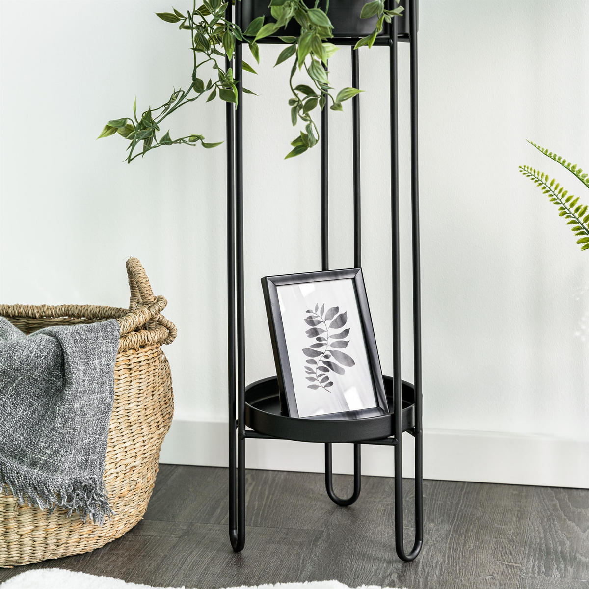 BLUMENHOCKER 2er-Set, schwarz, Metall - Schwarz, Metall (20.7/20.7/74.7cm) - bremermann