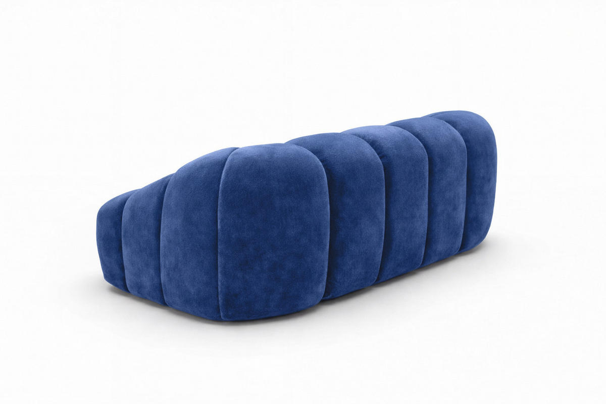 SOFA 2-Sitzer modular, Veloursstoff Bluvel, Tintenblau, CROISSANT - Blau, Holz (200/72/115cm) - Kaiser Möbel