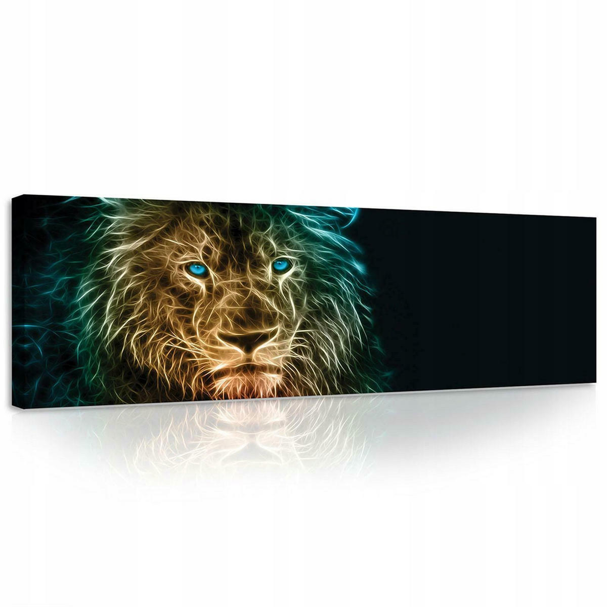 BILDER Löwe Abstrakt Modern Wohnzimmer Schlafzimmer 145x45 - Multicolor, Holzwerkstoff (145/45cm) - Wallarena