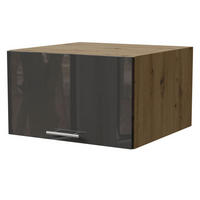 AUFSATZSCHRANK Essen W6B/60 Graphit Hochglanz / Eiche Artisan Matt 60 / 59 / 36cm - Graphitfarben/Eiche Artisan, Holz/Holzwerkstoff (60/36/59cm) - Feldmann-Wohnen