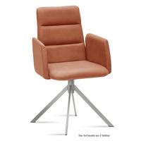 ARMLEHNSTUHL (4er-Set) Dorlen 52x92x60 Edelstahl/Cognac - Edelstahlfarben/Cognac, Kunststoff (60/92/52cm) - 58aufmkessel