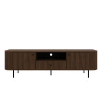 TV-SCHRANK Olivia 180 cm, mit 2 Türen, Schublade, geriffeltem Design, dunkelbraun, schwarzfarbenen Metallfüßen - Dunkelbraun, Metall (180/50/43cm) - Margaret Hadas24