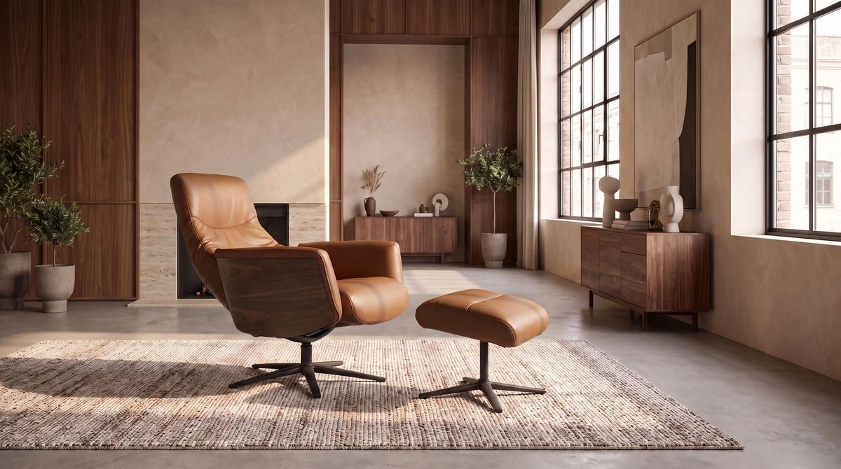 RELAXSESSEL VANITAS Braun Leder Relaxfunktion - Schwarz/Braun, Leder/Metall (75/108/86cm) - KAWOLA