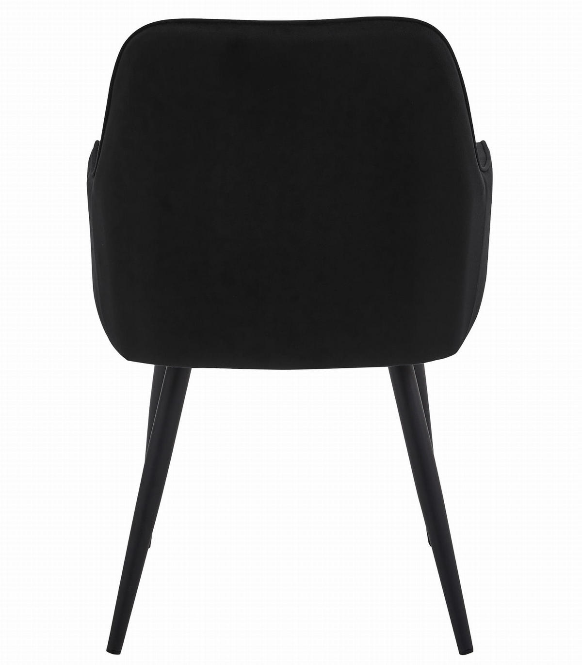 STUHL NEMI 4-er Set, Schwarz, Schwarz, mit Samtstoff gepolstert - Schwarz, Textil/Metall (54/84/61cm) - Komodee