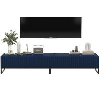 TV-LOWBOARD 2-er Set Elpis Marineblau Matt Glamour 110 cm - Blau/Schwarz, Holzwerkstoff/Metall (220/39/54cm) - Meble Lindner