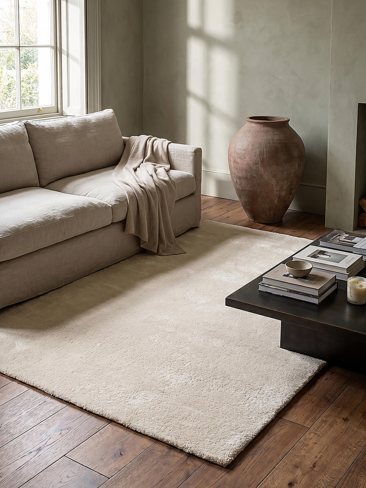 HOCHFLORTEPPICH Antirutsch Uni ALDAN Polyester Beige 240 x 240 cm - Beige, Textil (240/240cm) - KADIMA DESIGN