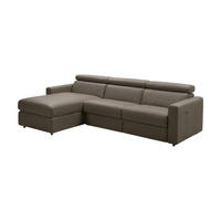 ECKSOFA Morris Echtleder mit Bettfunktion Greige - Greige, Leder/Metall (170/223cm)