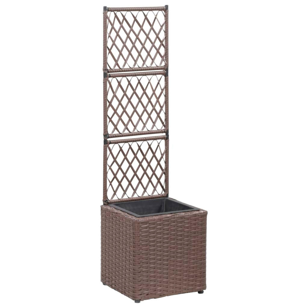 RANKKASTEN Pflanzgefäß ELOT aus Rattan Braun | 1 Topf | 30x30x107cm - Braun, Kunststoff (30/107/30cm) - DELUKE