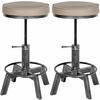 HOCKER 2er Set Lederlook antik silber - Silberfarben, Textil/Metall (42/44/42cm) - CLP