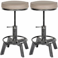 HOCKER 2er Set Lederlook antik silber - Silberfarben, Textil/Metall (42/44/42cm) - CLP
