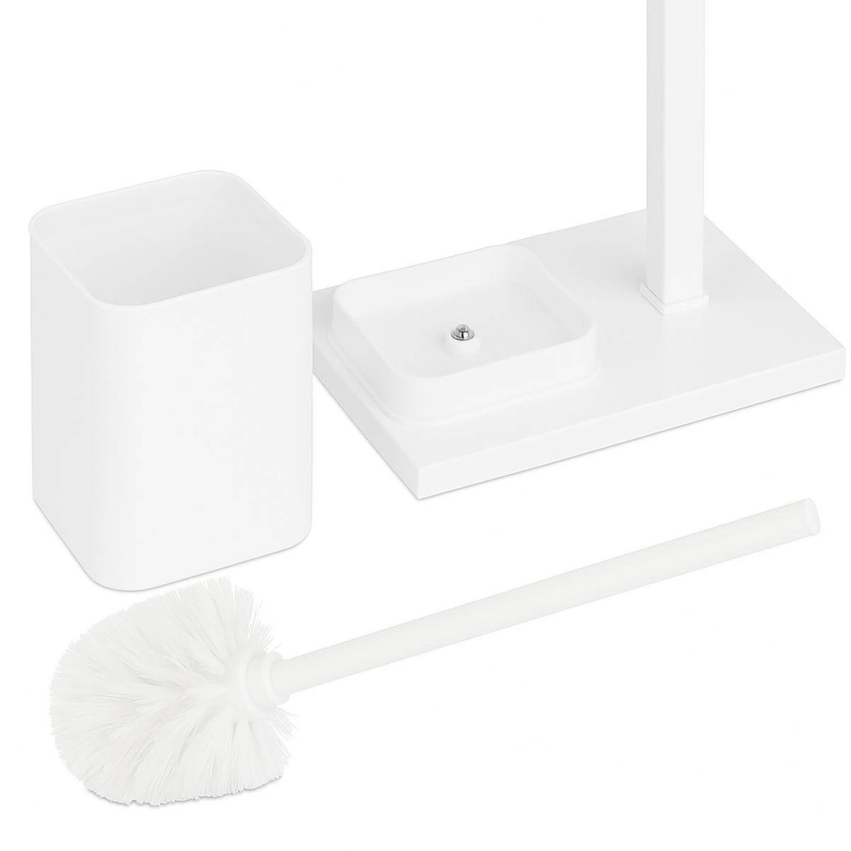 WC-GARNITUR - Weiß, Kunststoff/Metall (20/67.5/15.5cm) - Relaxdays