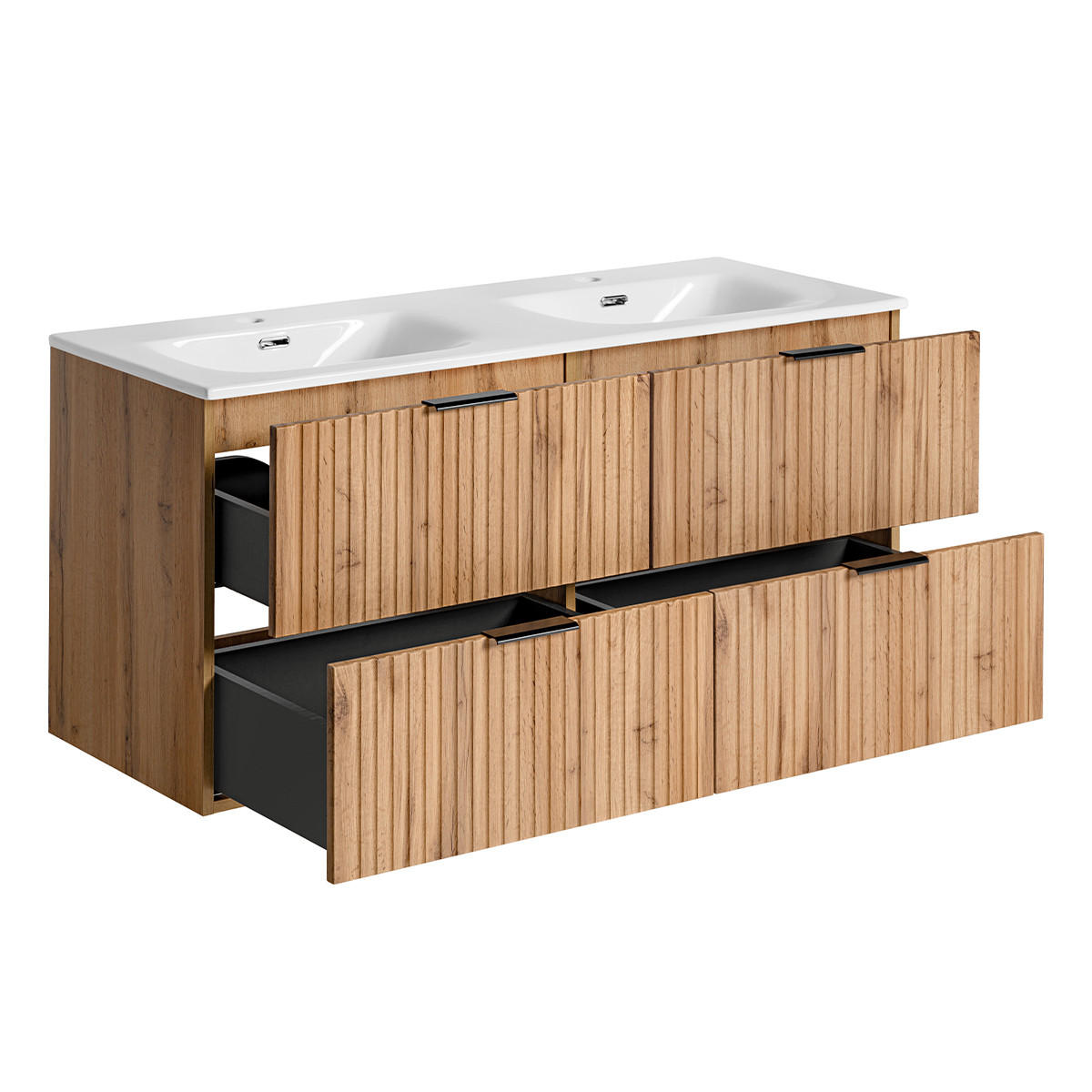 DOPPELWASCHTISCH 120.4cm Adriel Holz in Eichenoptik - Braun, Holzwerkstoff (120.4/57/46cm) - Petits-meubles