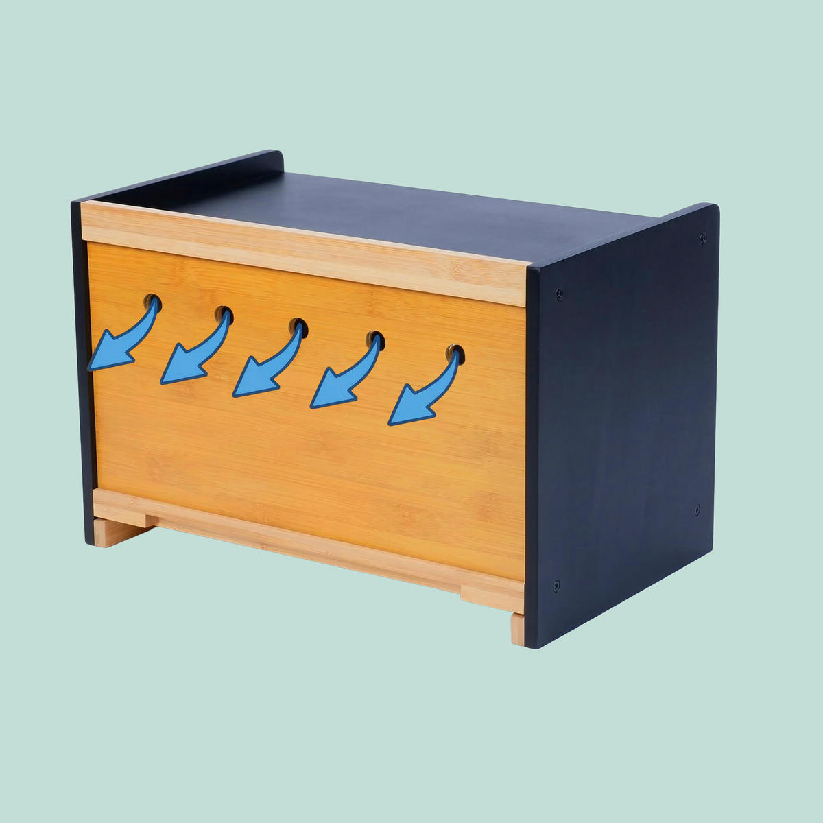 DÓZA na chlieb - čierna, drevo/plast (40/26/25cm) - Relaxdays